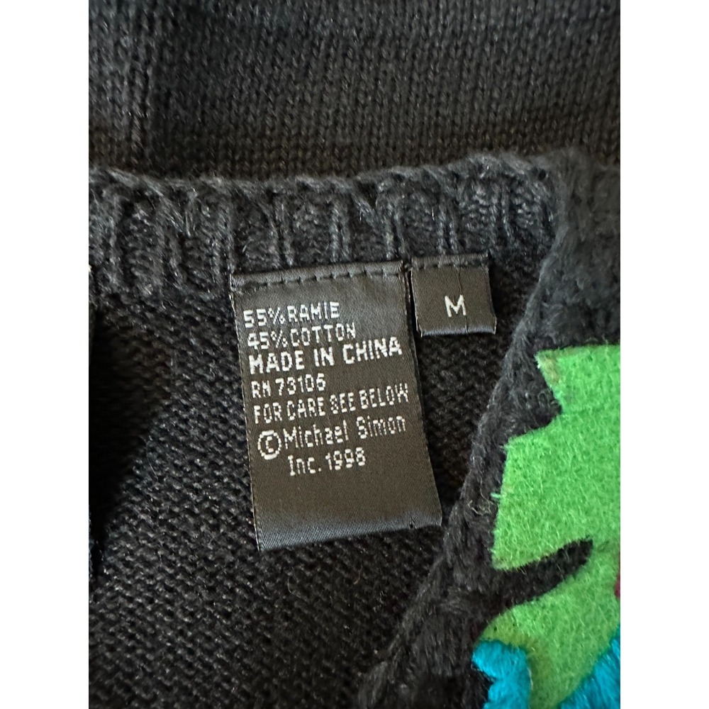 Michael Simon Womens Crew Neck Cardigan Medium Black Halloween Pumpkin Cotton - Picture 11 of 13